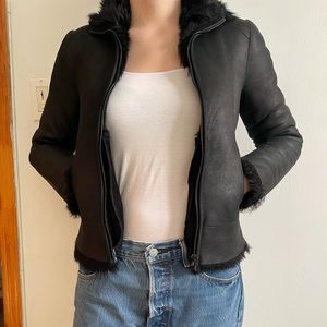Theory Black Leather Coat